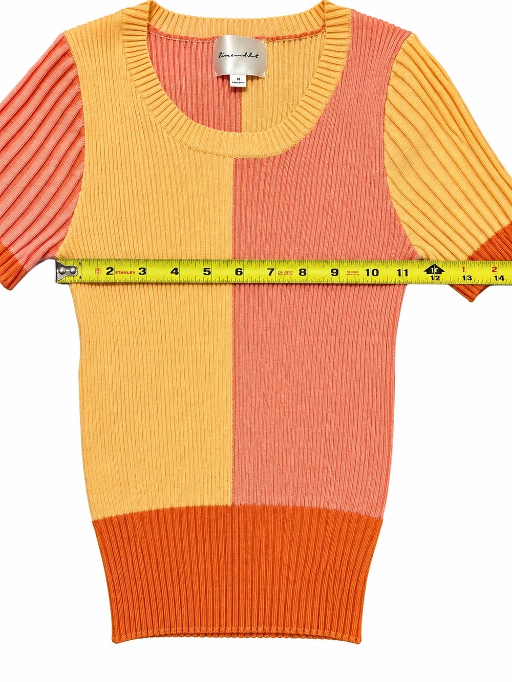 Line & Dot Colorblock Rib-Top - Yellow, Orange & Pink Medium - Picture 5 of 7